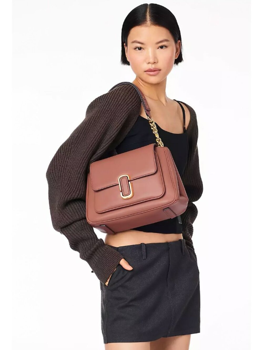 Marc Jacobs The J Marc Chain Mini Satchel Bag Brown